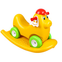 儿童动物滑行车多功能摇马儿童溜溜车宝宝四轮车学步车幼儿园咪咪狗滑车玩具 绿轮黄身带底板小狗