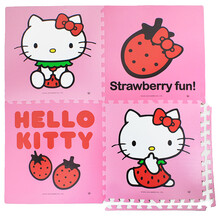 明德哆啦A梦卡通拼图地垫机器猫 hellokitty泡沫拼接爬行垫儿童学步爬爬垫加厚防滑防摔地板垫子 大草莓kitty猫(1片价4片起拍)送边 60*60*1cm