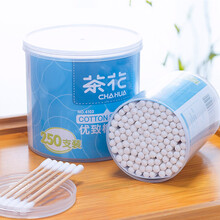 茶花 棉签棉棒双头螺旋棉签棒婴儿掏耳朵清洁化妆棉棒 500只（2盒）
