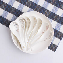 尚行知是10个小勺景德镇陶瓷中式家用简约调羹汤匙米饭勺汤勺微波炉餐具 金枝玉叶小勺 10个