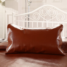 西部水牛（XIBUSHUINIU） 头层牛皮枕套抱枕 牛皮枕席真皮枕头套 红棕枕套（单只47*75CM）
