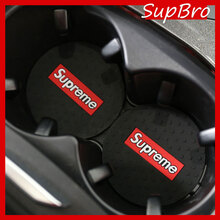 智然界 汽车水杯垫车载防滑垫杯槽垫圆形胶垫 纯黑色一对 奔驰GLK260300B级S350CLAMLAMG