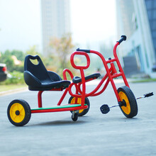 幼儿园童车儿童复古三轮车脚踏车自行三轮车户外双人脚踏车玩具车 袋鼠三轮车