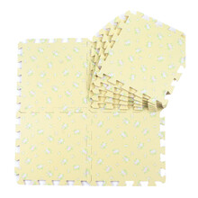 明德爬行垫泡沫拼接地垫儿童仿木纹地垫加厚地板垫子婴儿宝宝爬爬垫防滑防摔无味游戏垫送原配边条 米色碎花(送边条) 60*60*1cm(1片价送2根原配边条)