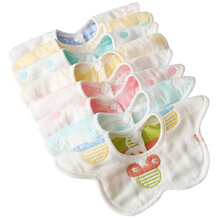 贝尔蒂宝贝 婴儿围嘴口水围兜宝宝口水巾360度旋转纯棉纱布新生儿饭兜防吐奶 男宝5条装