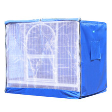 憨憨宠 狗笼罩子 防蚊虫狗笼蚊帐狗罩 防晒防风防水宠物狗狗笼罩 牛津布纱质狗笼子罩 蓝色 110笼罩不包含笼 114*76*86CM