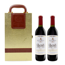 2瓶装红酒礼盒情人过年节日送礼 法国原酒进口红酒整箱6支装六瓶半甜型双支礼盒装干红葡萄酒 半甜2支+金色皮箱礼盒（内含2酒具）