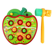 儿童电动打地鼠玩具 大号益智打地鼠音乐幼儿敲击果虫游戏机宝宝动手早教玩具1-2-3岁 苹果打地鼠