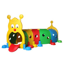 幼儿园毛毛虫钻洞儿童爬行隧道游乐玩具 小精灵爬行隧道游乐场钻圈宝宝钻洞乐园 黄色-5节