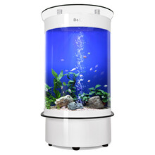 德克鱼缸水族箱半圆型靠墙生态免换水锦鲤金鱼缸大中型水族箱客厅 白色 直径0.6米/半圆吧台高缸