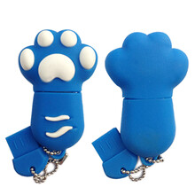 兰科芯 卡通U盘可爱猫爪u盘多彩可爱小脚丫创意礼品优盘 蓝色 32G