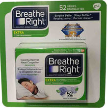 【加拿大直邮】Breathe Right 打鼾打呼通鼻通气透明鼻贴加强52片透明色