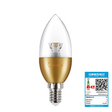 美的（Midea） LED节能灯泡 蜡烛尖泡 3W E14小螺口 3000K 暖白色 单只装 金色