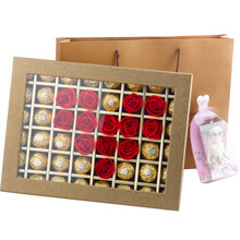 费列罗巧克力礼盒装年货年会礼盒新年礼物三八妇女节圣诞节教师节情人节中秋节礼物男女生日创 费列罗35+仿真花