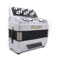 BAIDI巴扬手风琴佰笛牌60贝司斯96二排簧巴杨键钮儿童成人初学入门考级专业演奏进口儿童手拉琴 60贝司巴扬白色