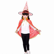 当康 万圣节服装面具道具 儿童大人派对演出化妆舞会表演服饰 玄红巫女帽+披风