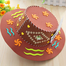 儿童EVA帽子编织手工DIY制作太阳帽子幼儿园子手工DIY制作材料包创意玩具 棕色