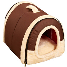憨憨宠 狗窝猫窝 春秋季可拆洗狗狗窝垫 泰迪贵宾比熊小型犬狗垫子狗屋狗床用品 咖啡深款 S号35*28*28cm 建议4斤内