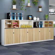 筠曼阁  办公家具文件柜矮柜木质储物柜办公室财务柜资料柜茶水柜木柜打印机柜带锁 白加浅胡桃门 60长*40深*120高 单柜（普通锁）