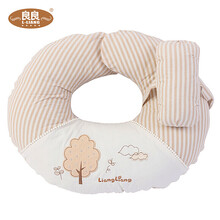 良良哺乳枕头孕妇喂奶枕侧睡枕婴儿母乳喂奶枕护腰新生儿躺喂横抱 沙茶色-棉麻枕套（四季适用）