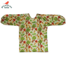 Twinklebelle 长袖儿童围裙反穿衣学龄儿童罩衣宝宝围嘴绘画玩耍围裙小孩围兜 动物王国(薄款) L(建议5-7岁)