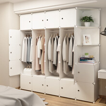 蔻丝简易衣柜简约现代经济型省空间仿实木板式推拉门组装衣橱卧室柜子 22门10格4挂半转角