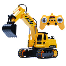 双鹰遥控车城市交通工程车系列挖掘机大吊车充电起重儿童男孩电动玩具汽车生日节日礼物 小比例手柄挖掘机