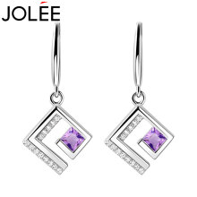 JOLEE 耳钉 S925银水晶耳环简约时尚韩版彩色宝石耳饰品送女友生日礼物