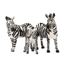 野生动物模型 长颈鹿熊猫袋鼠棕熊梅花鹿 儿童认知玩具3-10岁 三只斑马