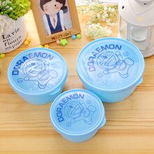 KT哆啦A梦微波炉保鲜盒 泡菜盒 卡通 饭盒 便当盒3件套 哆啦A梦