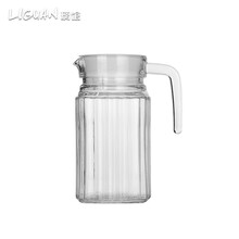 璃馆冷水壶玻璃壶凉水壶竖条壶大容量带盖果汁壶扎壶1100ml 扎壶啤酒壶 矮款竖条壶