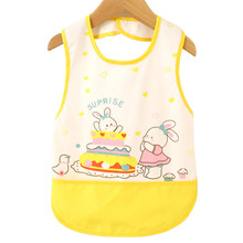 拉米奇骐 宝宝无袖反穿衣罩衣防水儿童围嘴围巾卡通婴幼儿饭兜口水巾吃饭兜 黄色小兔子（适合0-3岁宝宝）