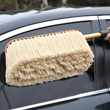 汽车洗车蜡拖擦车刷车软毛刷子鸡毛掸子车用清洁刷除尘油拖蜡刷油掸子通水洗车刷扫把单子车拖工具用品 棕色蜡拖+收纳盒