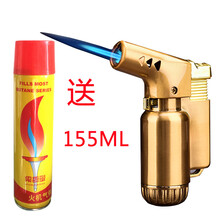 小喷枪充气打火机金属直冲焊枪耐高温个性防风雪茄打火机 金色