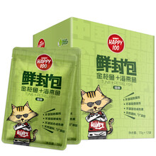 超市	顽皮猫零食 金枪鱼海燕鱼鲜封包840g(70g*12袋) 猫湿粮猫罐头宠物猫咪零食 Happy100系列