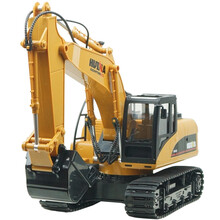 汇纳遥控合金挖掘机2.4G无线仿真动作特技勾机挖土机可充电工程车玩具 15通道合金款挖机