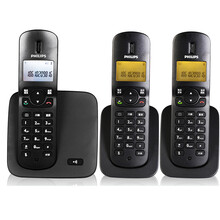 飞利浦 DCTG186 低辐射数字无绳电话机单机家用办公小座机客服会议无线子母固话 黑色一拖二
