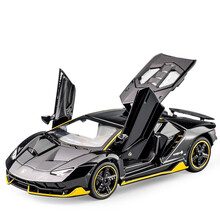 合金车模跑车儿童玩具布加迪迈凯伦莱肯法拉利J50福特GT速8合金车模型1:32声光回力汽车模型玩具 兰博基尼LP770-哑光黑