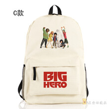 超能陆战队周边书包 Big Hero6机器人白胖子 大白 动漫双肩包背包 米色C款 带加厚电脑隔层