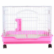 乐佳猫笼兔笼狗笼豪华宠物笼猫窝加粗型小型犬泰迪贵宾笼子 粉红色 64*45*53cm