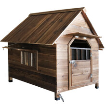 憨憨宠 狗窝室外户外狗屋小型中型大型犬狗房子猫别墅宠物实木狗笼（单门双窗） XXL 长124宽100高116