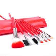 化妆刷套装刷子全套7支装带刷包便携散粉刷口红刷睫毛刷眼影刷腮红刷粉底刷 红色