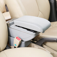 乾图 汽车扶手箱专车专用免打孔手扶箱 灰 带灯+USB+升高 威望306/M20/M30森雅S80/M80