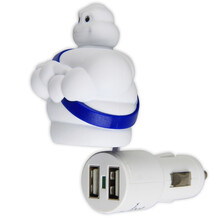 米其林 手机车载充电器 公仔汽车用充电器 带通串线接口充电器