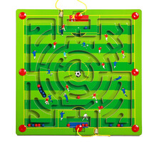 木制磁力性迷宫运笔走珠儿童开发益智力玩具男女孩2-3-4岁 足球场