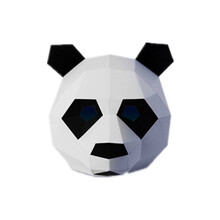 创意熊猫头套动物纸模DIY材料派对化妆舞会面具儿童表抖音道具折纸头套面具 黑白款熊猫