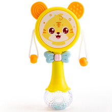 育儿宝 拨浪鼓新生儿玩具婴儿摇铃0-3个月可啃咬益智0-1岁宝宝0-6 老虎拨浪鼓【黄色】