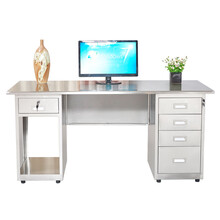 酷系304不锈钢办公桌电脑桌铁皮办公桌车间工作台医疗操作台实验室职员桌钢制1.2米1.4米1.6米 304不锈钢五斗一空 1.2米长*0.6米宽*0.75米高