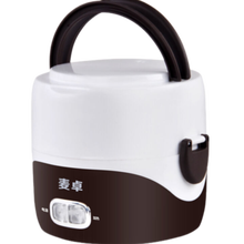 麦卓MAKEJOY 电热饭盒插电加热保温饭盒双层不锈钢内胆热饭器多功能煮饭盒蒸 ST-2751咖啡色双层