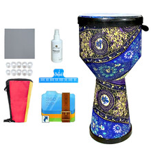 思雅晨（Saysn） 非洲鼓手工整木掏空山羊皮丽江手鼓12 英寸10 英寸6 英寸8 英寸桃花芯木 小学生款木质款蓝色民族8寸（5岁以下儿童）